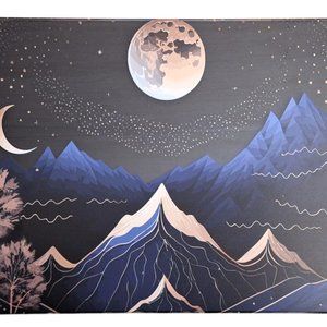 Moon Mountain" Design MacBook Cover with Keyboard Cover. NOB